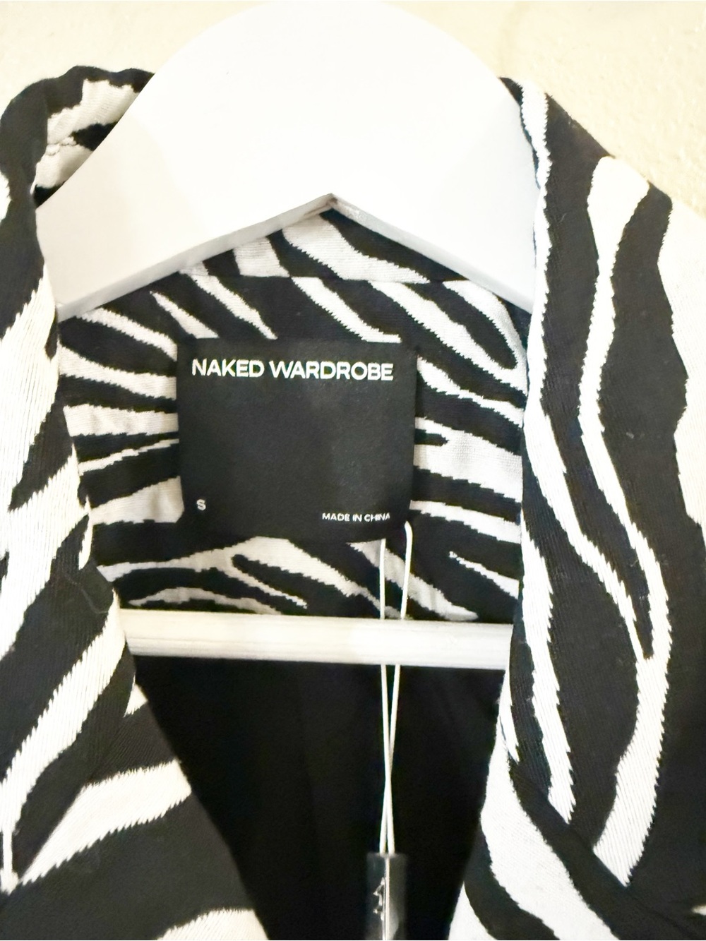 Naked Wardrobe Suiting Zebra Animal Print Jacquard Blazer Dress Jacket Small NEW - Picture 10 of 13
